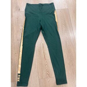 Victorias Secret PINK High Waist Full Length Leggings Cotton Blend Green/Gold